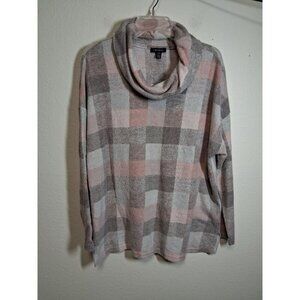 Tribal Sweater SOFT Turtleneck Plaid Winter Casual Size XL